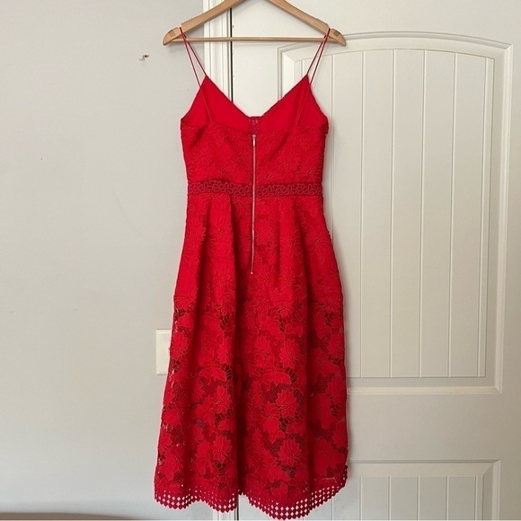 Nicholas Floral Lace Rouleau Ball Dress in Hibiscus Red - Picture 7 of 10